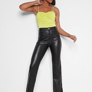 Express Neon yellow Ruched bodysuit